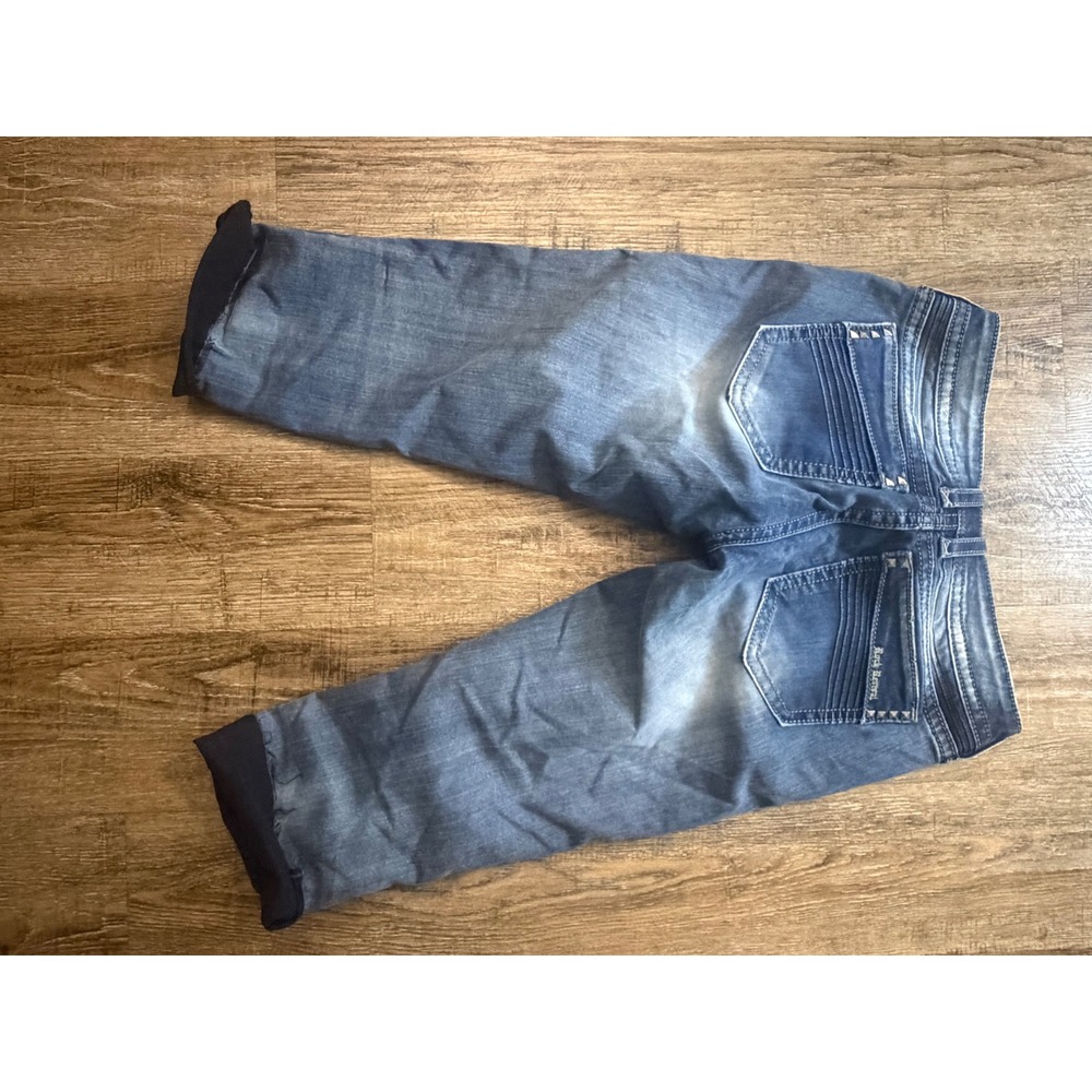 Rock by Rock Revival Devon Skinny Jeans Blue Stretch Moto Frayed Hem Size 29 - Picture 14 of 15